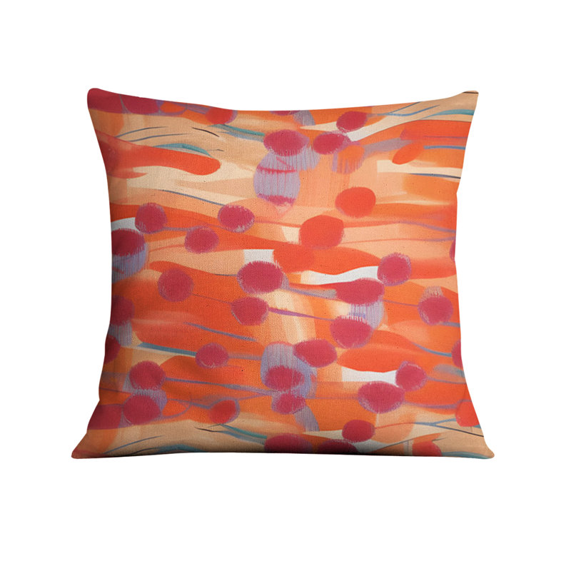 Throw Pillow Cover Only, H 18 po x l 18 po, Red/Orange Abstract 5