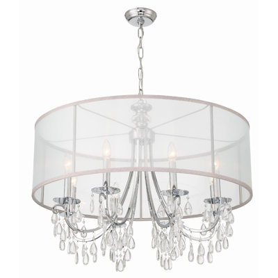 Walser 8 - Light Shaded Drum Chandelier with Crystal Accents