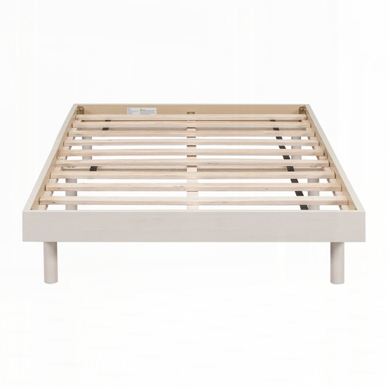 Floating Platform Bed Frame, Twin, White Washed