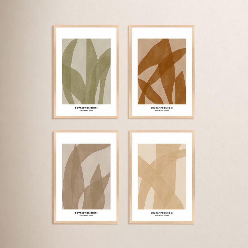 Zabini, impression encadrée sur papier 4 pièces, H 20 po x l 14 po x P 1,25 po, Érable