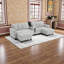 Canapé modulaire en forme de U de 126 po avec repose-pieds, console et caractéristiques techniques, tissu chenille-2028174170