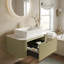 Armoire de salle de bain rayée avec tiroirs et lavabo rectangulaire en céramique blanche-443929032