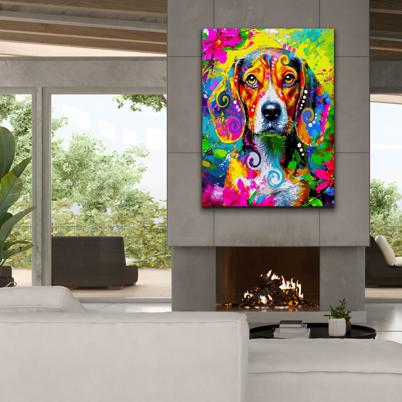«The Timid Beagle» par Dean Russo, H 54 po x l 40 po