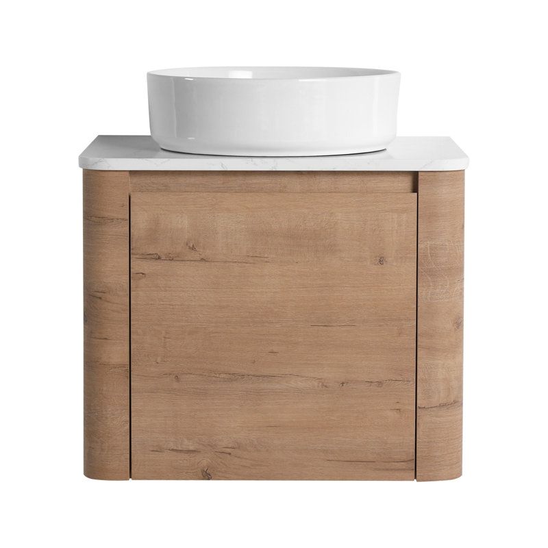 Meuble-lavabo mural avec lavabo et porte à fermeture en douceur, Blanc
