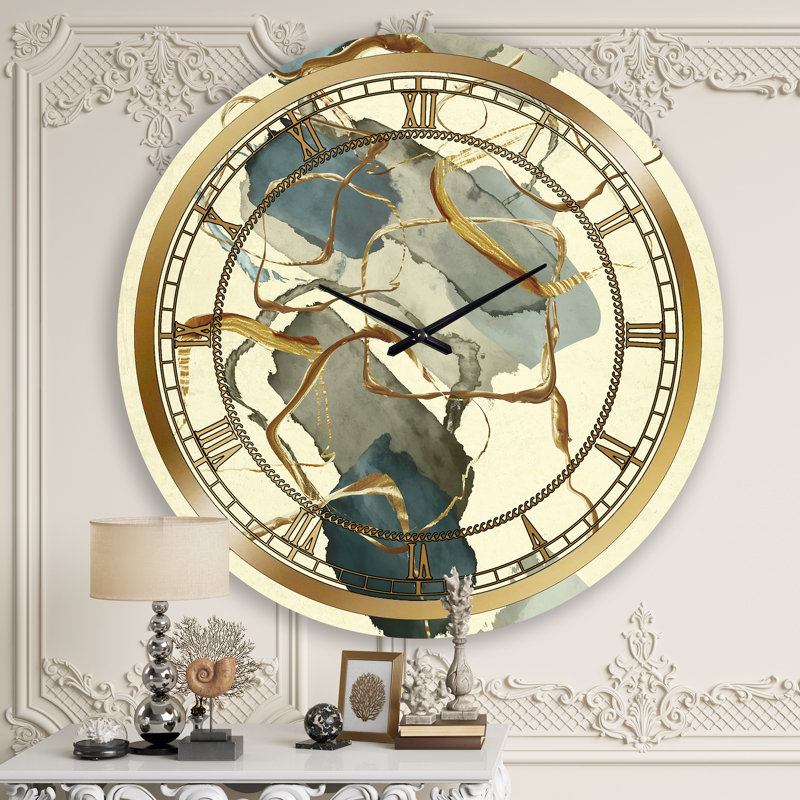 Gold Glam Squares VII - Horloge murale glam, Grand