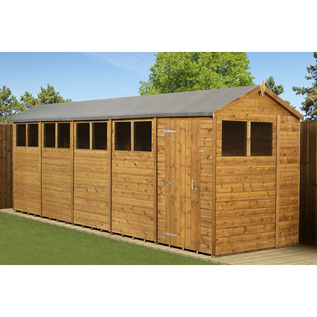 Modular Apex Garden Shed  20X6 With Windows