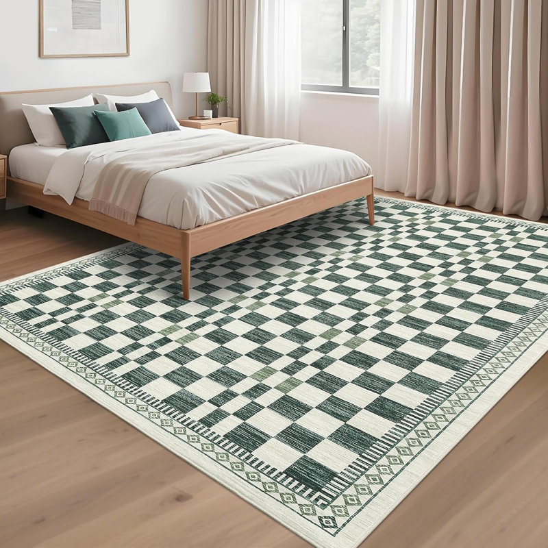 Tapis de couloir lavable 2 x 6 pour la cuisine, la salle de bain, antidérapant, à poils courts, résistant aux taches, tapis à carreaux abstrait, entrée, buanderie, jaune.