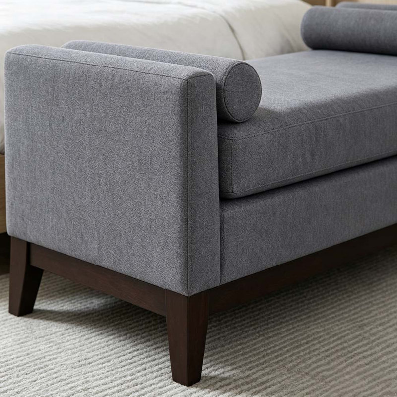 Grand repose-pieds rembourré en tissu avec coussins, Gris foncé