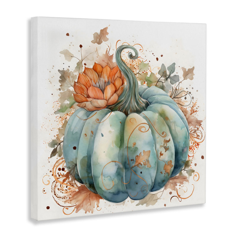 Boho Pumpkin & Blossom Canvas, design par Creative Studio, H 17 po x l 17 po