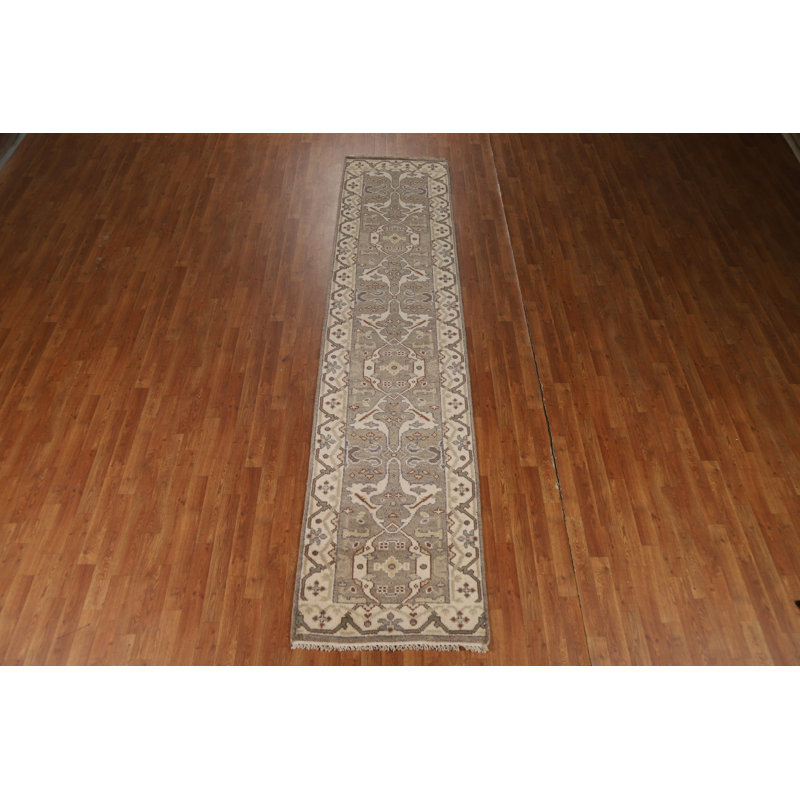 Tapis de couloir indien entièrement fait à la main Oushak 3 x 12