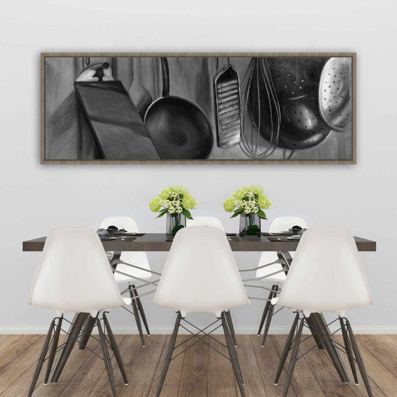 Kitchen Tools for Chef - Gastronomy Gray Framed Canvas Decor