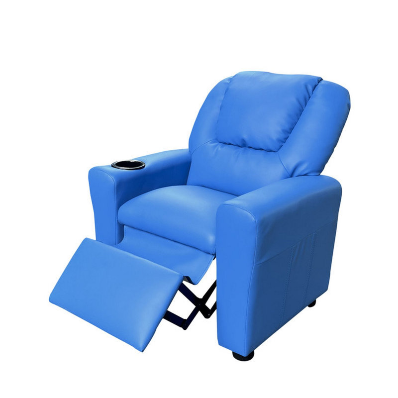 Abaigail Kids 0'' Recliner Chair and Ottoman, Blue