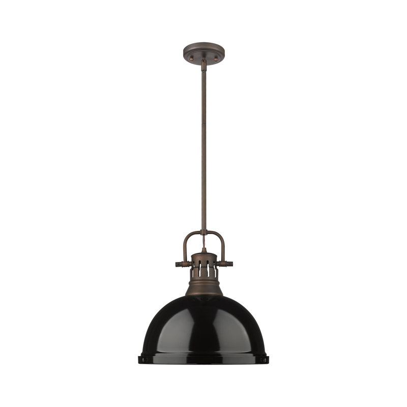 Petit luminaire suspendu avec tige Aljona, H 14,625 po x l 14 po x P 14 po, Noir, noir, noir, noir, Bronze huilé