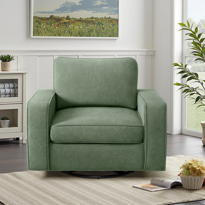 36.2" Wide Upholstered Swivel Accent Armchair