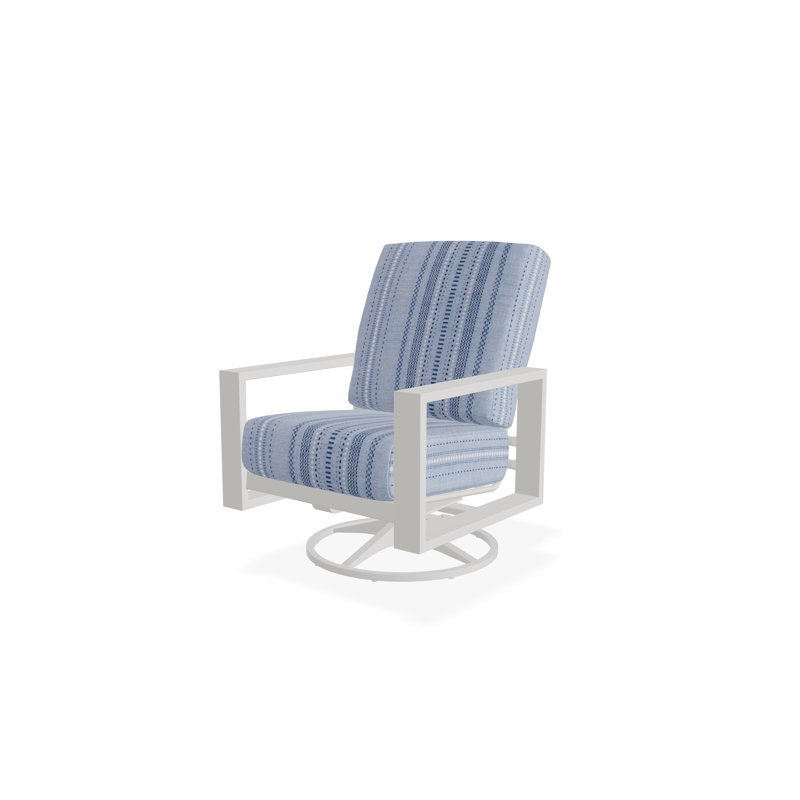 Larssen Deep Seating Cushion Swivel Rocker, Snow, Copeland Chambray