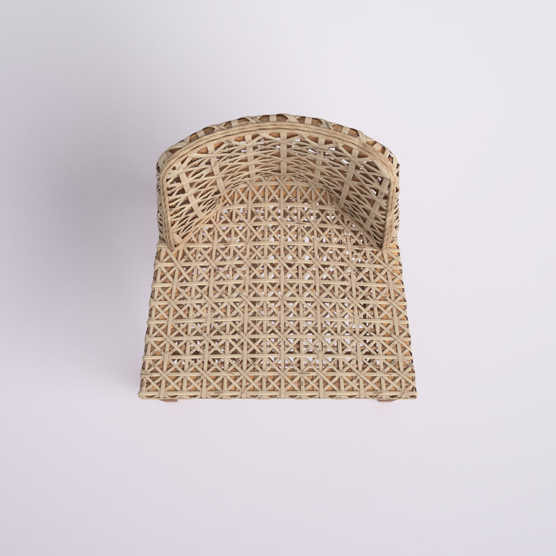 Natural Brown Rattan Cane Armless Side Chair