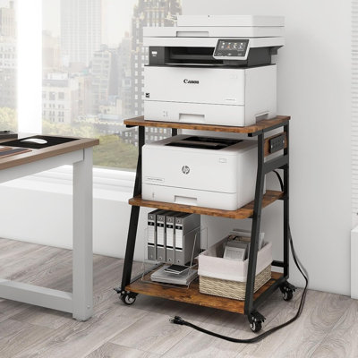 23.6 X 19.7 X 29.5 Inches Inches Large Printer Stand Printer Desk With Adjustable Storage Shelf And Charging Station