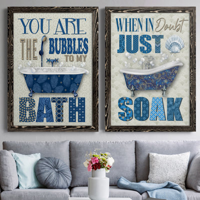 «Bubble Bath», ensemble de 2 encadrements d'art textuel sur toile