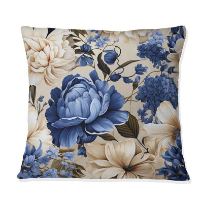Coussin Blue Renaissance Florals Victorian
