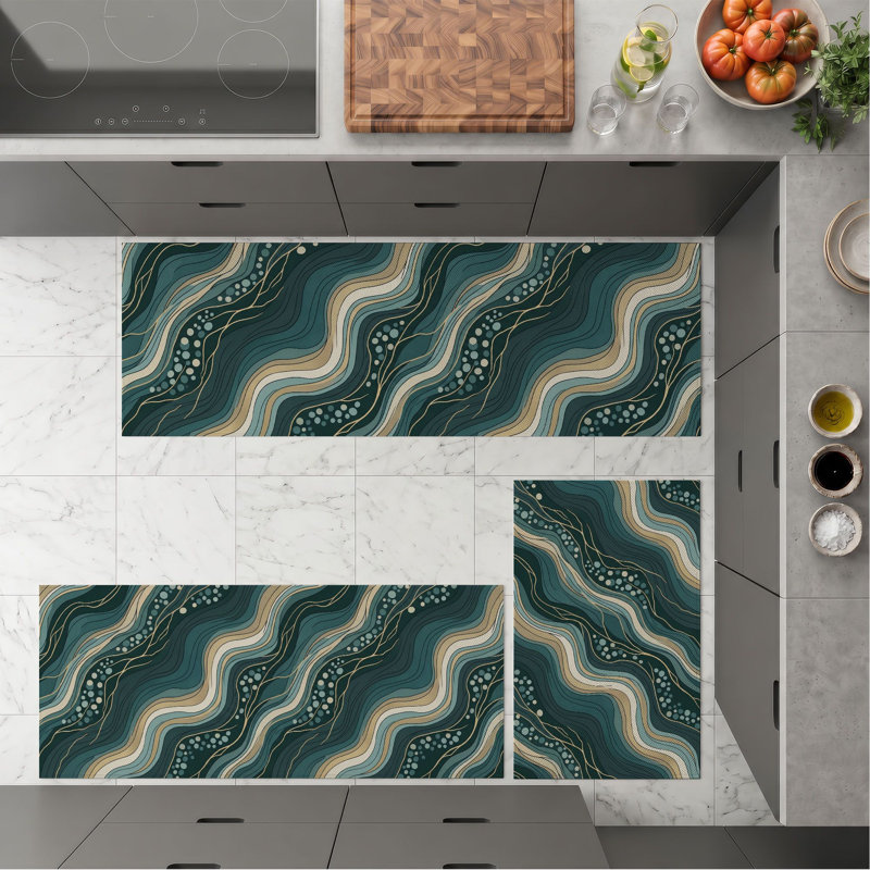 Tapis de cuisine lavables antidérapants Wavy Lines