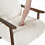 Chaise de salon en bois massif beige avec accoudoirs à finition brune moderne pour coussins de siège attachés à l'espace principal
