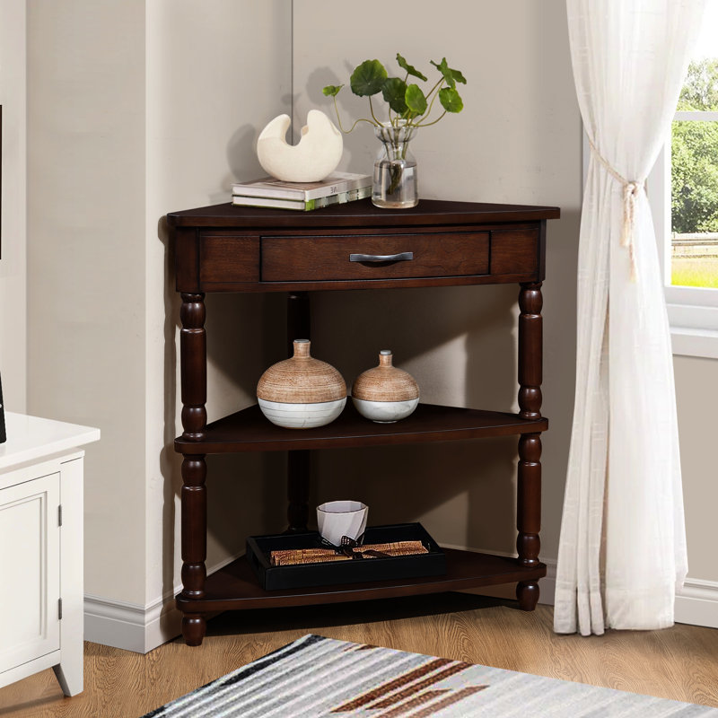 Table de coin multifonctionnelle avec pieds et support en bois massif - 34,19 po Inspire Small Spaces,