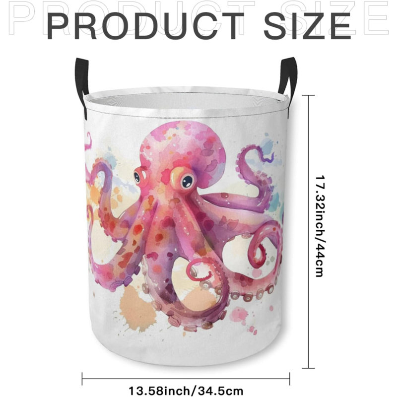 Laundry Basket Octopus In Sea Collapsible Laundry Hamper With Handles Clothes Storage Bin For Household Bedroom Bathroom College Dorms