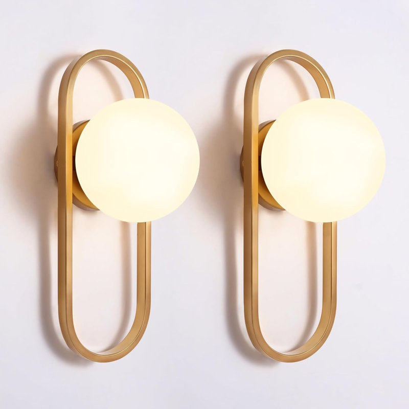 16''(H) Wall Sconce With White Globe Light Shade