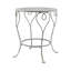 Table d'appoint en fer forgé style campagne française, 66 x 66 x 76 cm, finition argent vieilli, pieds torsadés et plateau rond idéal pour les plantes - Forme originale, finition soignée, convient aux terrasses