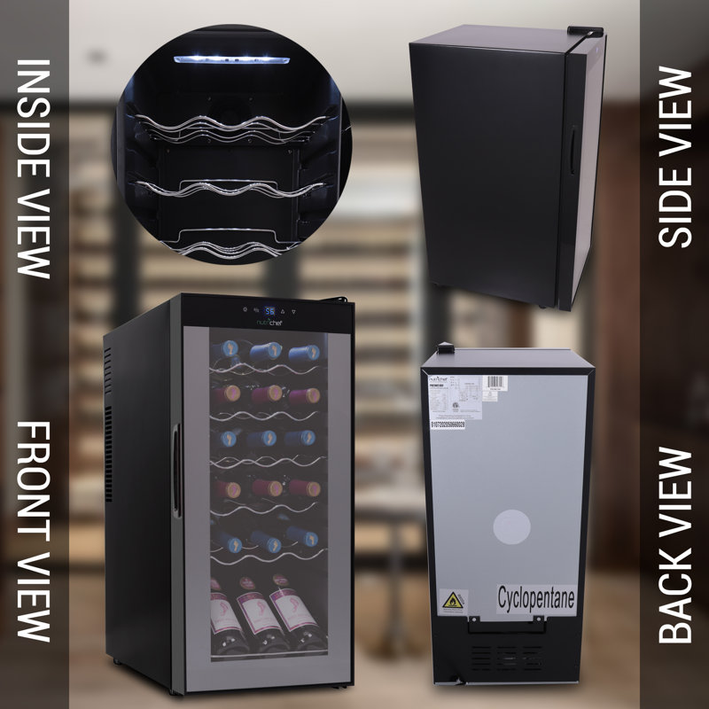NutriChef Single Zone 13.06'' Freestanding 18 Bottle Wine Refrigerator