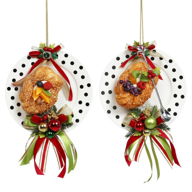 Ensemble de 2 assiettes décoratives à pois avec bonbons - 8 pouces