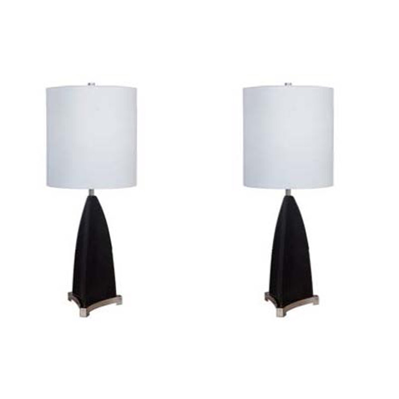 Ceramic Table Lamp, Black/Brished Steel
