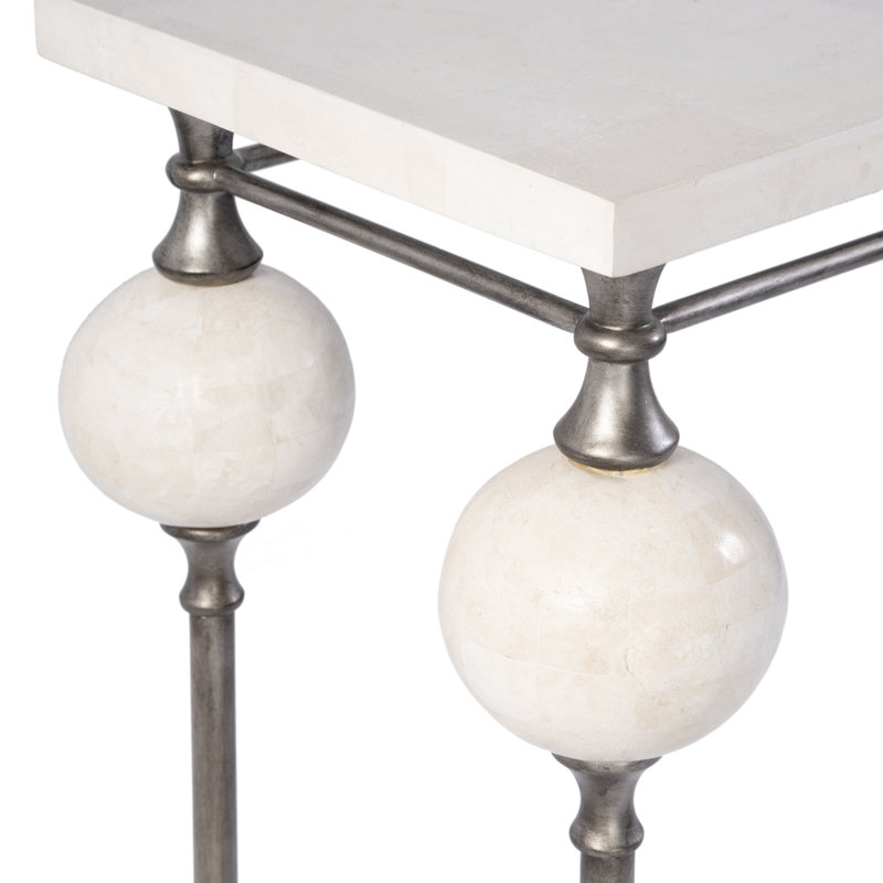 48" W Rectangular Stone and Metal Console Table