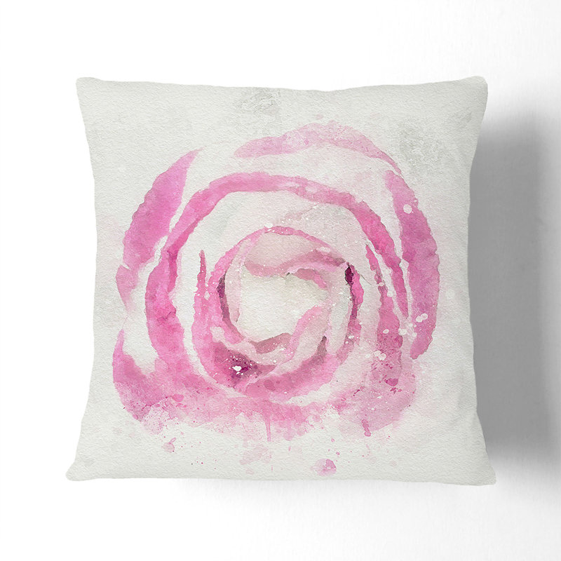 Pink Lisianthus Flower Cushion with Filling, Black, 55cm H x 55cm W x 20cm D