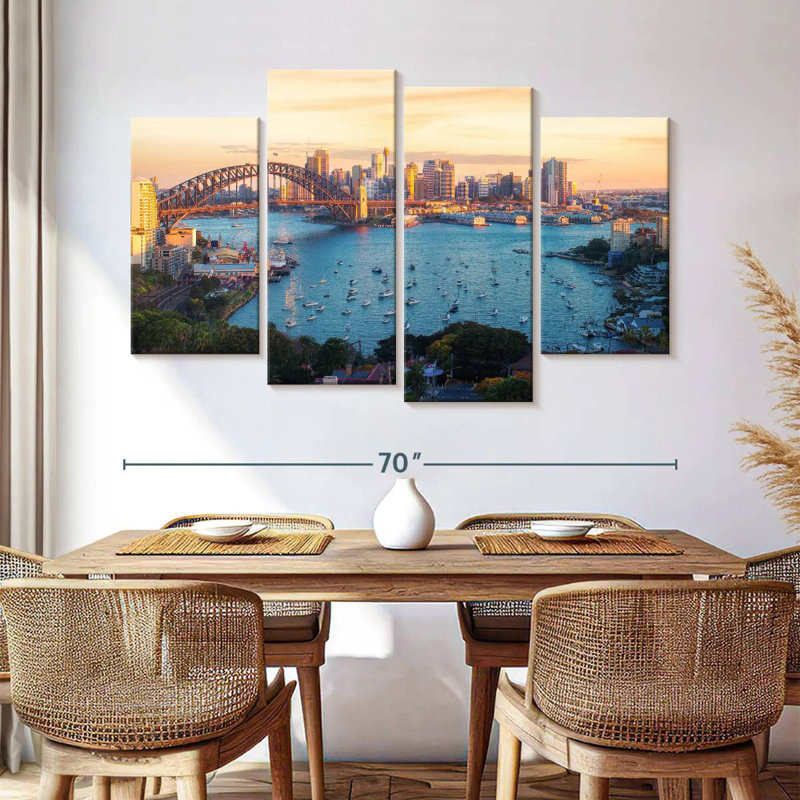 Vue panoramique sur le port de Sydney, Sireci, H 42 po x l 68 po
