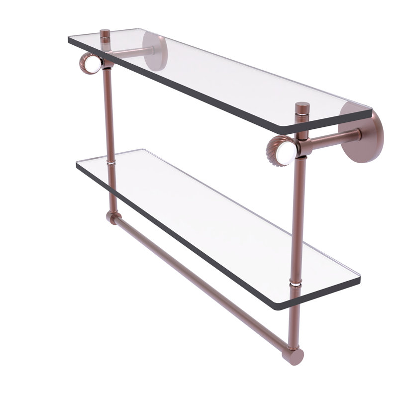 Tablette à 2 niveaux en verre Margolis, Cuivre antique, H 12,8 po x l 22 po x p 5,6 po