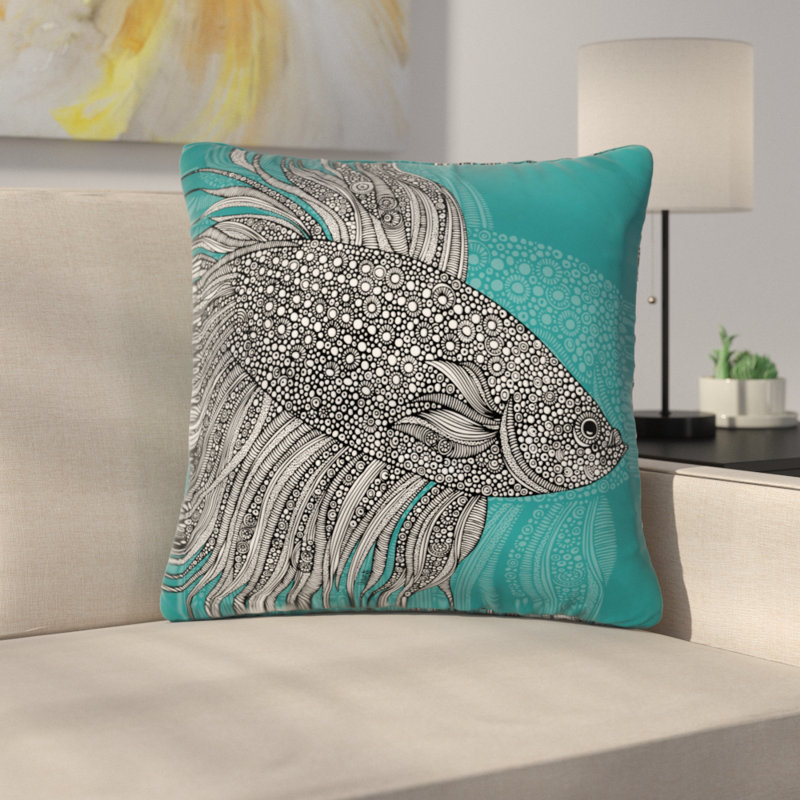 Beta Fish Throw Pillow, 20" x 20"