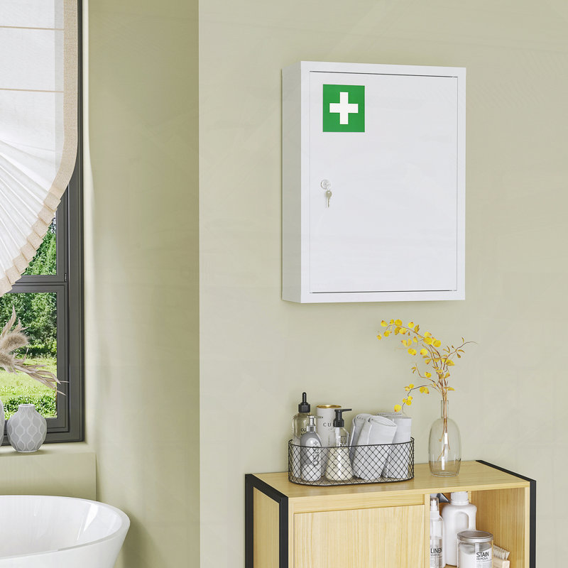 Armoire à pharmacie murale avec verrou à 3 niveaux avec 2 clés