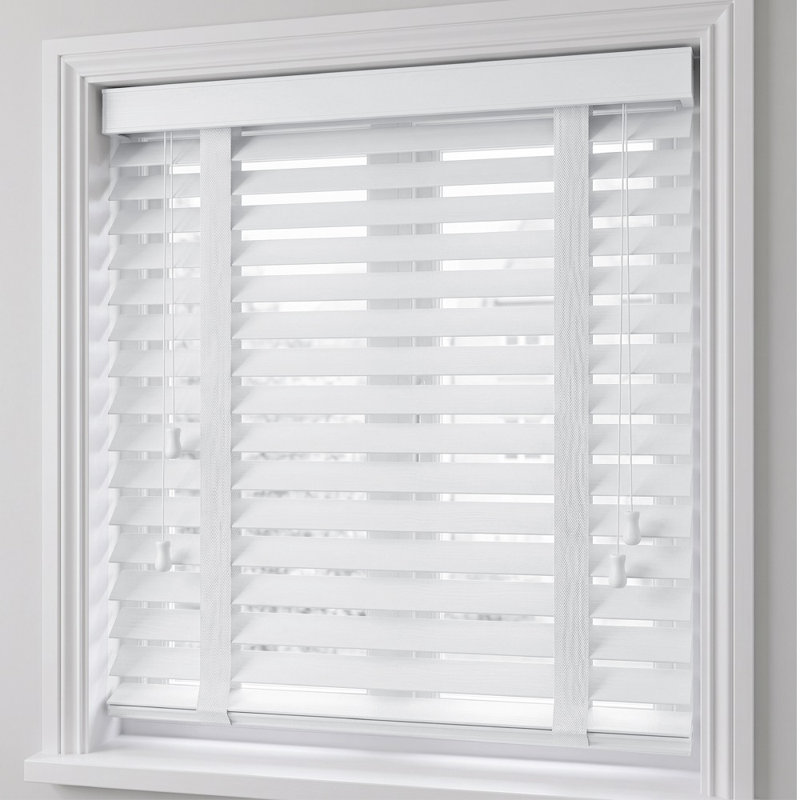 Faux Wood Tape Window Blind, Cordless Venetian Blind for Home & Office, White, 150 cm L x 180 cm W