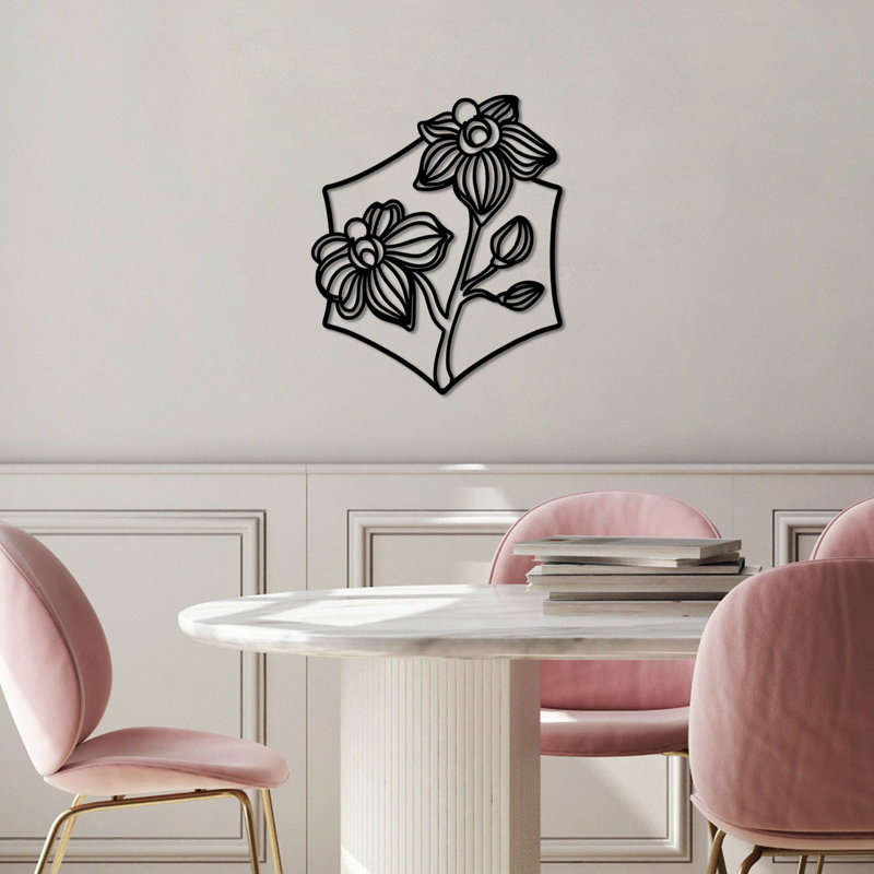 Elegant Black Metal Wall Art Decor, 19.7 x 16.5 inches | 100% Metal Construction, Thickness: 0.06 inches | Versatile Decorative Accessory for Home or Office, Easy to Hang with Wall Mounting Piece, Lightweight 1.1 lbs