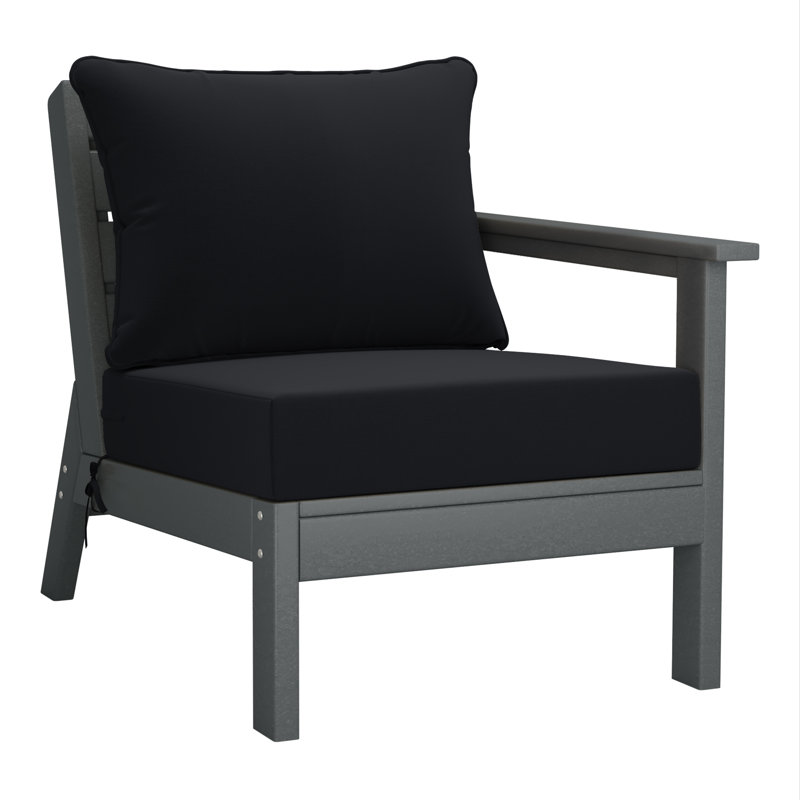 Deep Seating Right Arm Chair With Cushions, Black, Gray