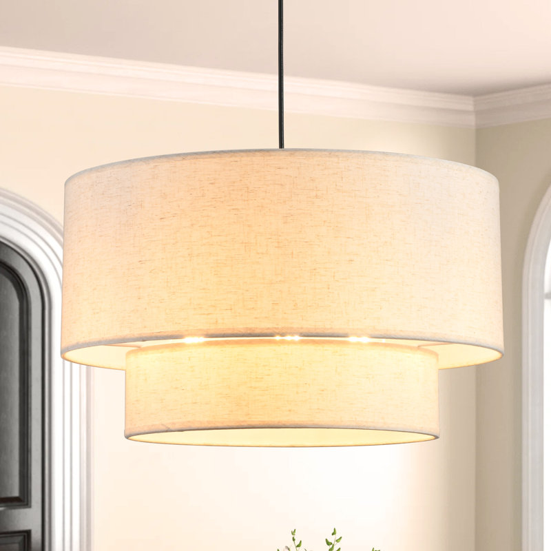 3-Light Dimmable Tiered Drum Chandelier