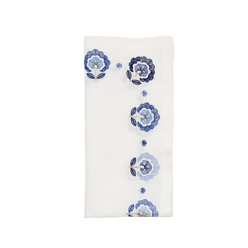 Carnation Napkin, White/Blue