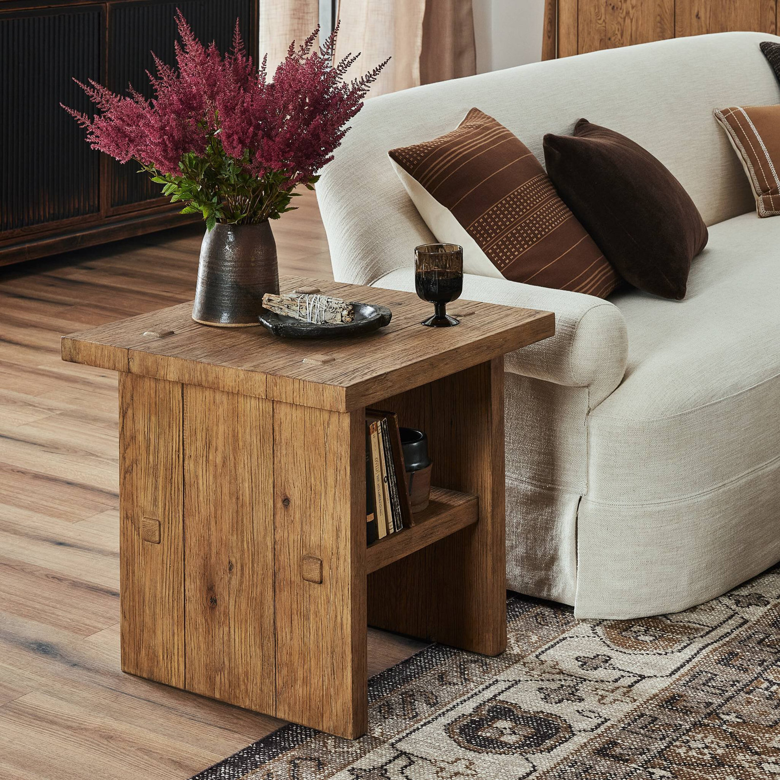 Zeno End Table, Cracked Smoked Black Veneer