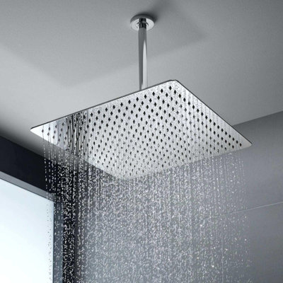16x12 Inch Rectangle High Flow Extra Large Rain Shower Head - Universal Ceiling/Wall Mount