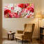 Plantes et fleurs, art floral avec œillets rouges et roses, ensemble de 3 impressions sur toile-1296003532