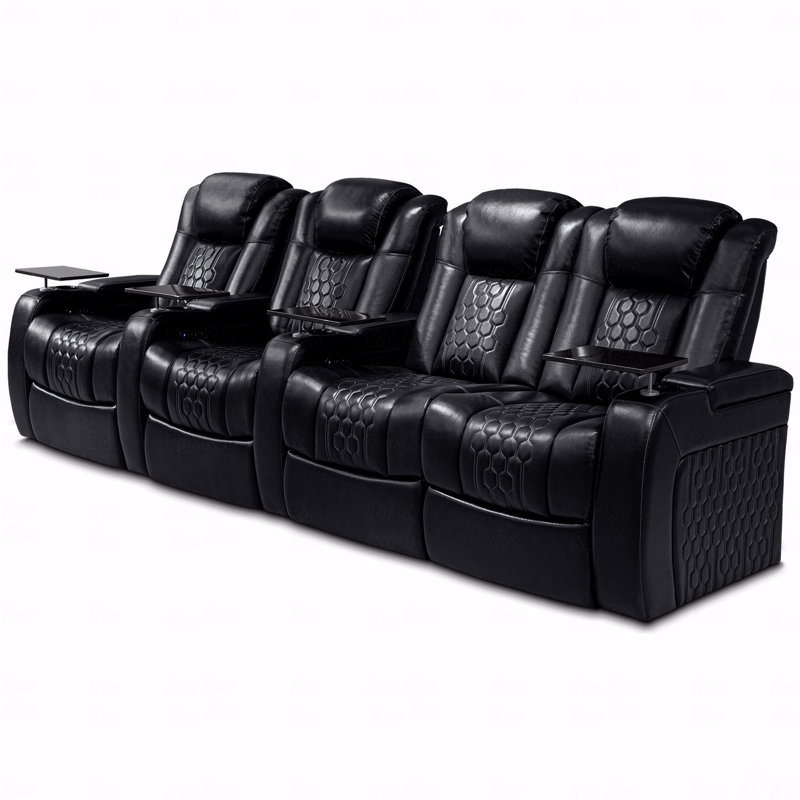 124.4"With Power Recliner Function 4 PC Made Withtop-Grain Nappa,Fully Adjustable Relaxation,Smart Charging,Dynamic RGB With LED Light Lighting