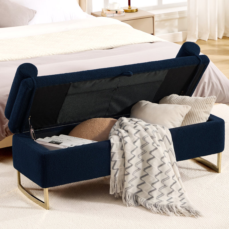 Teddy Upholstered Bench, Bleu