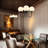 3-Light Dimmable Mid-Century Globe Chandelier with Opal Glass Shades-405746174