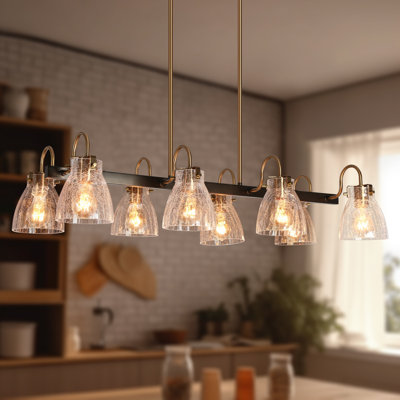 Joyee 8 - Light Dimmable Cracked Linear Dining Room Chandelier UL Certified